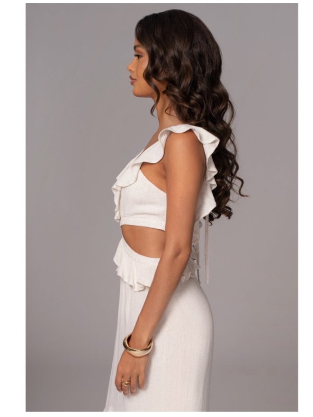 JLUXLABEL Ivory Ruffle Cutout Backless Maxi Dress - Picture 2 of 7